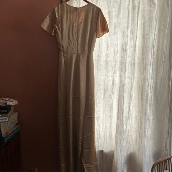 Show Me Your Mumu Rome Twist Gown True Gold Luxe Satin Maxi Dress‎ NWT Size XS - Picture 7 of 8